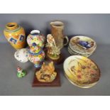 Lot to include eleven Royal Worcester 'World of Bears' plates, Beryl Debney studio pottery jug,