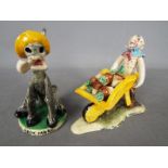 Runnaford Pottery - Two Will Young 'Widecombe Fair' figures comprising Uncle Tom Cobley gardening,