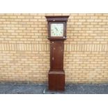 An early 19th century oak and mahogany cased 30-hour longcase clock, 13 inch painted dial,