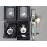 Two modern 'Heritage Collection' pocket watches contained in original packaging and two vintage