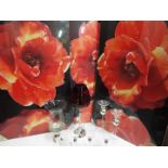Unused retail stock - Three large rose prints together with a nice collection of glass ware glasses,