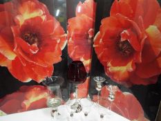 Unused retail stock - Three large rose prints together with a nice collection of glass ware glasses,