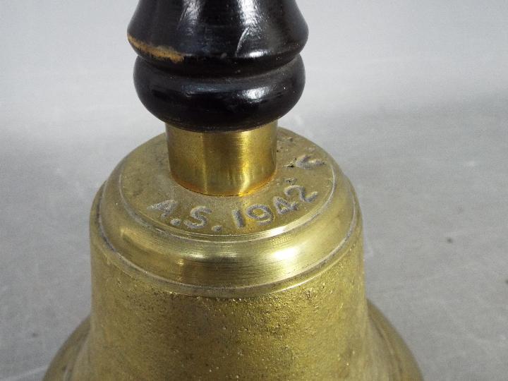 A World War Two (WW2 / WWII) hand bell, marked A.S. - Image 2 of 4