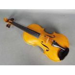 A modern Violin, panel back, interior of body with paper label scribed 'Harry Roberts, violin maker,