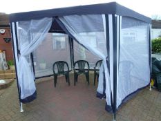 A hexagonal pavilion tent / marquee measuring approximately 213 cm x 360 cm x 360 cm and four