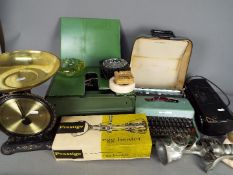 Lot to include vintage kitchenalia, a boxed Elna sewing machine,