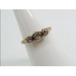 18ct gold - a 18ct gold trilogy ring set with old cut diamonds, size N, approx weight 2.