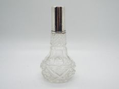 A silver topped cut glass bud vase, London assay 1926,