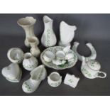 A collection of Irish ceramics comprising Belleek and Royal Tara.