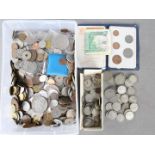 A collection of predominantly UK coins,