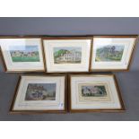 Brocklehurst Whiston - Five woven silk pictures,