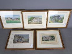 Brocklehurst Whiston - Five woven silk pictures,