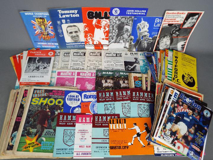 A collection of football programmes, predominantly English clubs c.