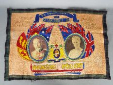 A vintage Scottish embroidery commemorating the Silver Jubilee of King George V and Queen Mary,