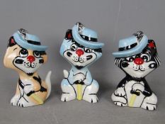 Lorna Bailey - three Lorna Bailey Musketeer cats,