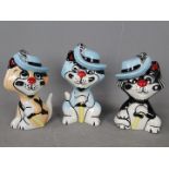 Lorna Bailey - three Lorna Bailey Musketeer cats,