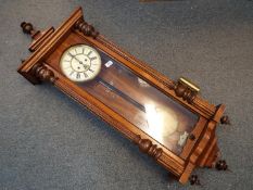 Gustav Becker - a Gustav Becker double weight Vienna wall clock with pendulum