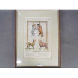 Satirical print after James Gilray entitled 'The Dog Tax', mounted and framed under glass,