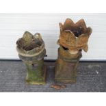 Two crown top chimney pots, largest approximately 90 cm (h).