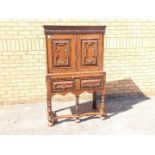 Two part cabinet desk with upper twin door cupboard,