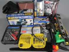 Lot to include an electric planer, 3" cut off tool, soldering iron,