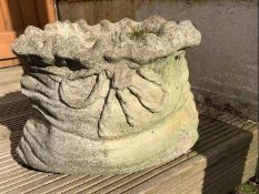 Garden Stoneware - a reconstituted stoneware planter in the style of a sack,