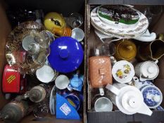 A mixed lot to include ceramics, glassware, plated ware and other, two boxes.