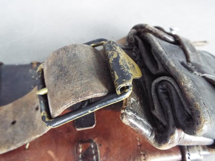 A vintage leather ammunition belt with five pouches. - Image 3 of 4