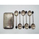 Lot to include a set of six George V hallmarked silver coffee bean spoons,