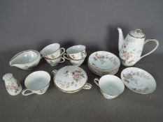 Noritake - Luise pattern tea wares comprising coffee pot, six cups and saucers, cream jug,