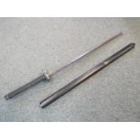 A replica Katana sword with black handle wrap and black scabbard. Blade length approx.