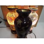 Unused Retail Stock - Three x Crackle Glass Table Lamps, Vase shape. Brand new unused condition.