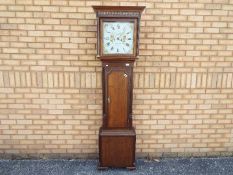 A late 18th century oak and mahogany cased 8-day longcase clock, 13 inch Wilson painted dial,