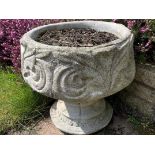 Garden Stoneware - a reconstituted stoneware planter on pedestal base,