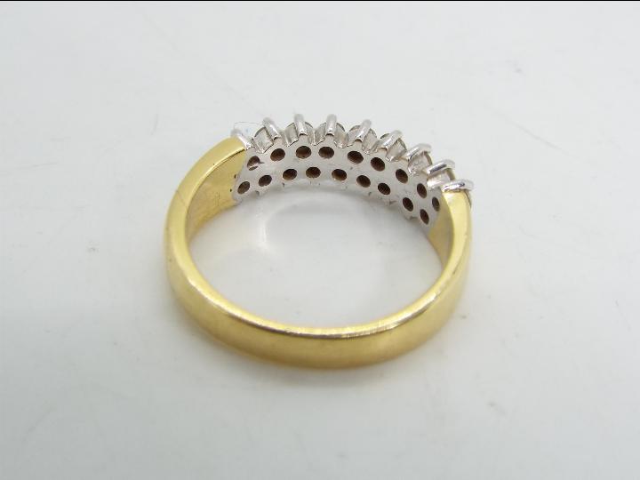 18ct gold - a 18 ct gold ring set with eighteen diamond, stamped .76, size N. approx weight 5. - Image 3 of 5