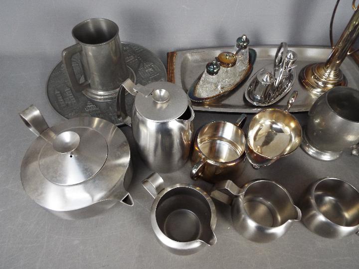 A collection of stainless steel wares, plated and similar to include Lundtofte tray, - Image 2 of 4