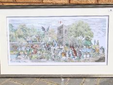 A signed limited edition print after Bill Geldart depicting characters from Alice in Wonderland,