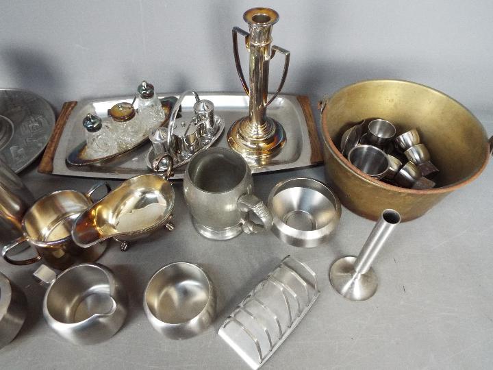 A collection of stainless steel wares, plated and similar to include Lundtofte tray, - Image 3 of 4