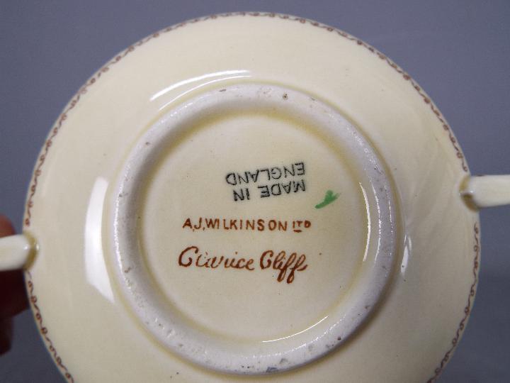 A Clarice Cliff twin handled bowl for A J Wilkinson Ltd, floral decoration and gilt rim, - Image 4 of 4