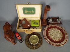 A mixed lot to include a desk tidy with two glass inkwells, Kodak Brownie 8mm Movie Camera II,