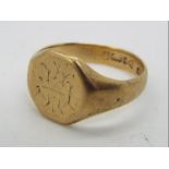 A gentleman's 9ct gold signet ring, size U, approximately 5.6 grams all in.