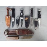 A collection of 5 small knives to include 3 Sgian dubh knives and 2 others.