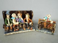 Runnaford Pottery - Two Will Young 'Widecombe Fair' figural groups comprising a four character