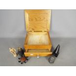 Mixed lot to include a wooden jewellery box, small artist's lay figure,