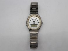 A Bulova Combitron gentleman's stainless steel wristwatch, 8345-1, the case numbered 5 73XXX0.