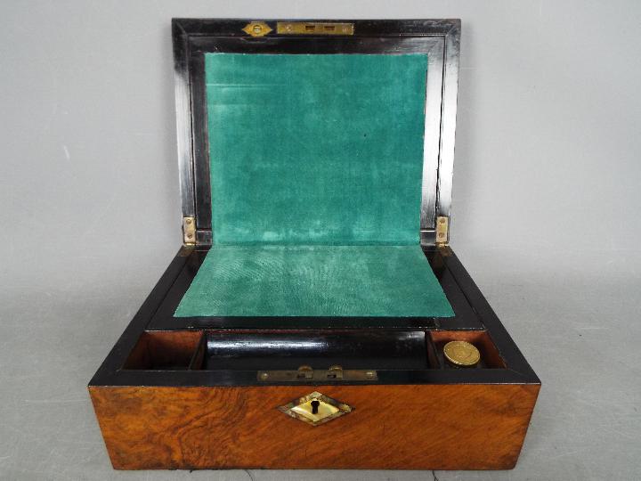 A good quality, dome top writing slope with mother of pearl and abalone inlay, - Image 2 of 7