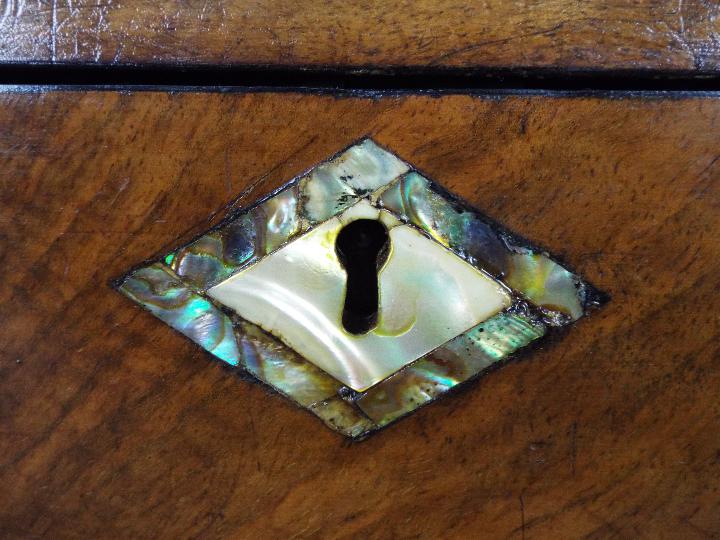 A good quality, dome top writing slope with mother of pearl and abalone inlay, - Image 7 of 7