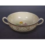 A Clarice Cliff twin handled bowl for A J Wilkinson Ltd, floral decoration and gilt rim,