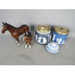 Lot to include a Wedgwood Jasperware biscuit barrel,