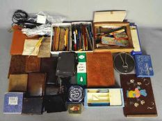 A mixed lot to include art equipment, vintage wallets, vintage Grundig personal cassette player,